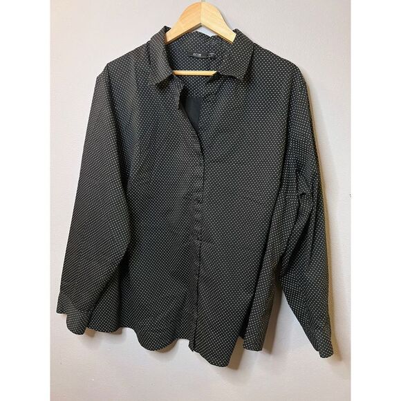 Apt 9 Button-Up Shirt Black & White Polka Dot Long Sleeve Women's Size 3X - Picture 1 of 7